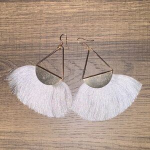 Paparazzi Gold and White Fringe Earrings